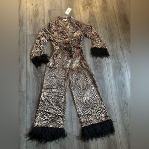 Likely Lawrence  jump suit very cute! Lightweight with ostrich feathers
